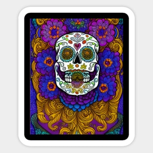 Captivating Sugar Skull Art Sticker